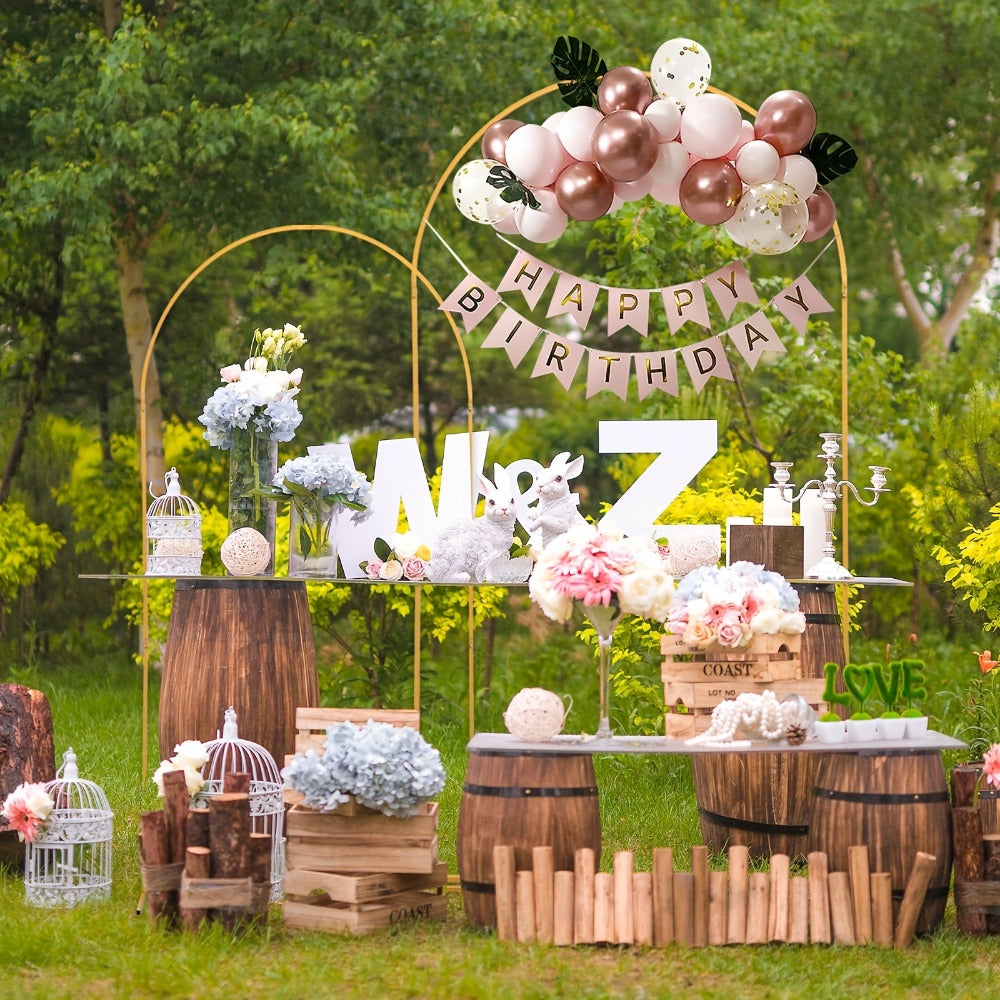 Metal Arch Backdrop Stand Set of 2 (7.2FT + 6FT) – Gold Wedding Arch Frame for Balloon & Flower Decoration, Ideal for Wedding Ceremony, Baby Shower, Birthday Party & Holiday Events