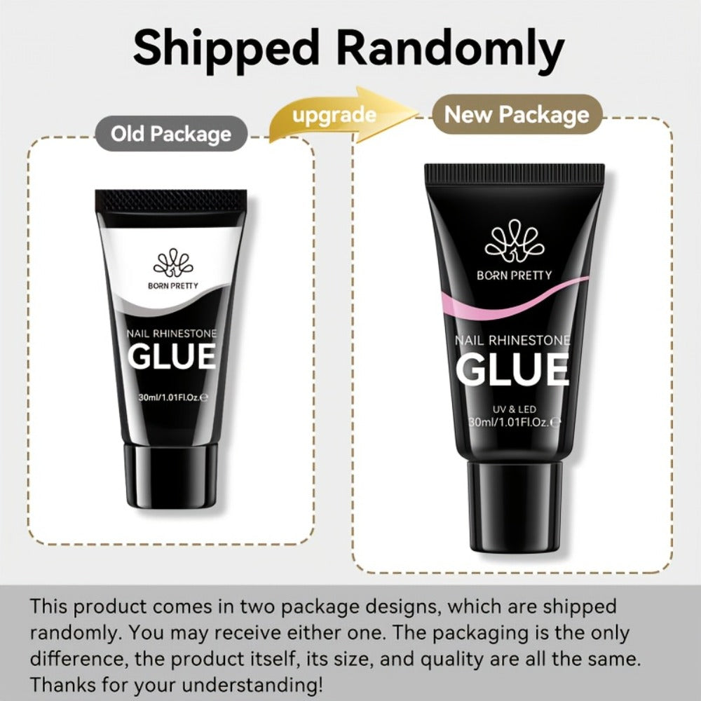 Rhinestone Glue Gel 2pcs Strong Bond 1.01oz Each – Professional Nail Charm Adhesive for 3D Gems, Crystals & Bling Decorations, Long-Lasting Water-Resistant Clear Gel Formula for DIY & Salon Nail Art