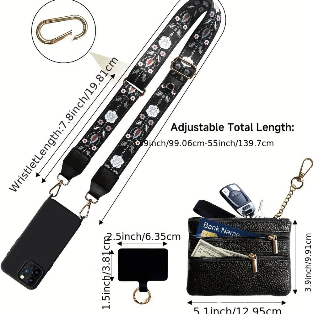Phone Lanyard Crossbody Strap with Zipper Pouch & Beaded Charm Adjustable Hands-Free Cell Phone Shoulder Strap – Universal Fit for Most Smartphones Women Teens Travel Daily