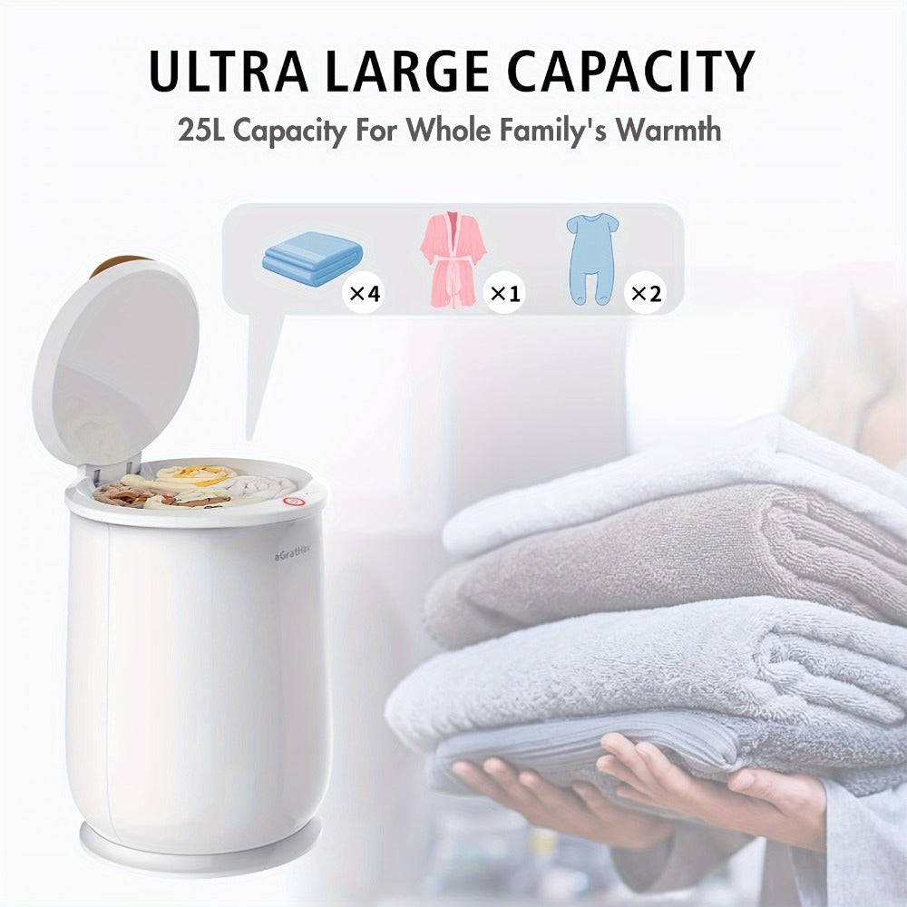 Electric Towel Warmer Bucket Ultra Large Capacity Fits Two 40x70 Towels ETL FCC Certified 1-Min Heat Auto Shut-Off Silent Spa Bathroom Heater Lavender Disc Gift