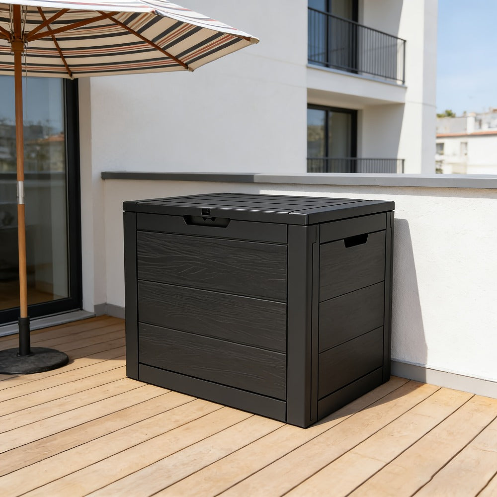 Waterproof Deck Box Outdoor Storage Cabinet 35/75 Gallon – Enhanced Version with Handles & Wheels | Large Patio Storage Box for Pool Accessories, Garden Tools & Outdoor Gear | Easy Assembly Lockable