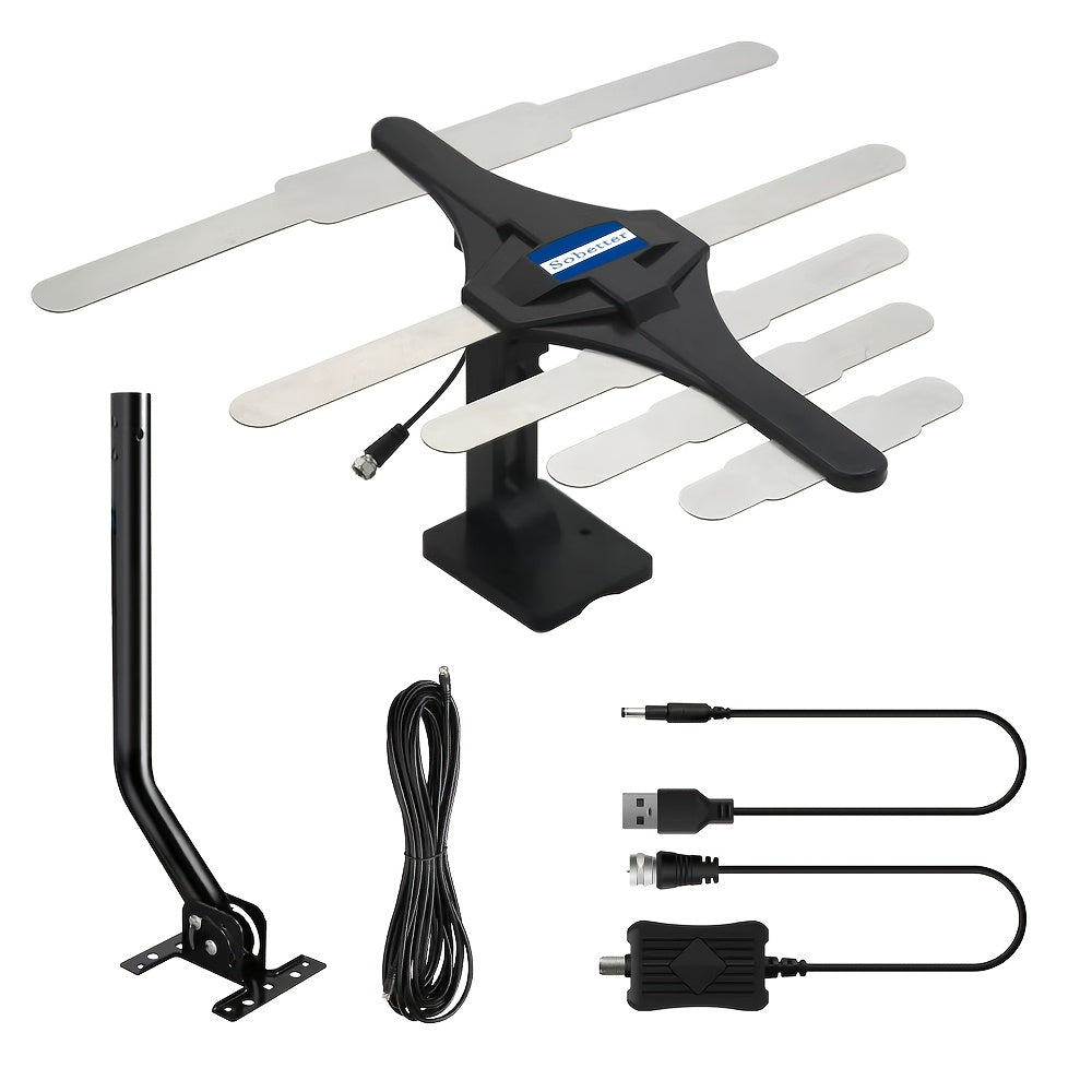 TV Antenna with J Mount 150 Mile Range - Indoor Outdoor Attic Installation, 2026 Model, Local Channels 4K 1080p HD, Easy Setup, Black