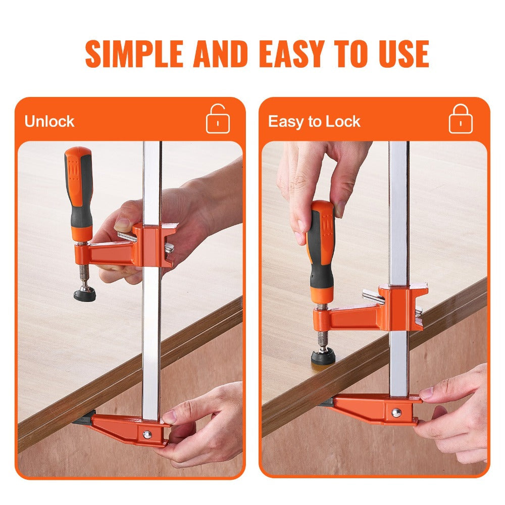 Bar Clamps for Woodworking 36 Inch 2-Pack, Quick-Change F Clamp Spreader with 600 lbs Load Limit, 2.5" Throat Depth, Cast Iron Jaw & Carbon Steel Slide Bar, Wood Clamps for Furniture & Metalworking