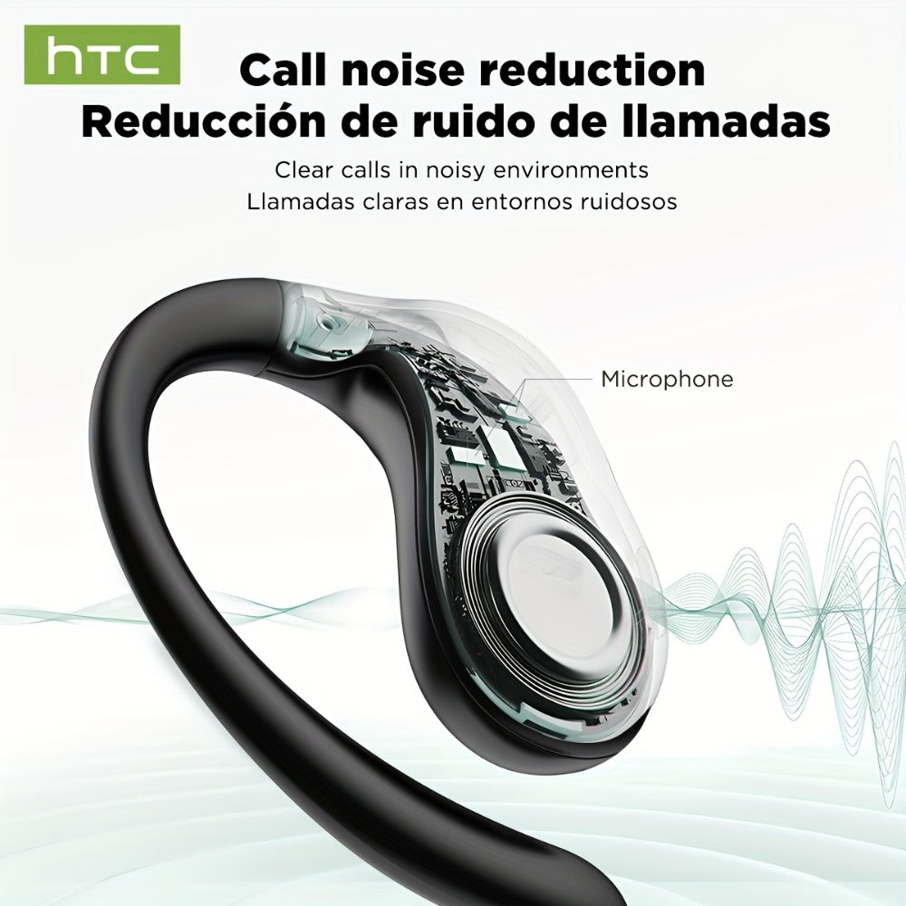 HTC NE19 AI Translation Earbuds TWS 134 Languages, Open-Ear Wireless Bluetooth 5.4 HiFi Audio, Long Battery Life Hands-Free Earphones for Travel Business Sports Casual Daily Use