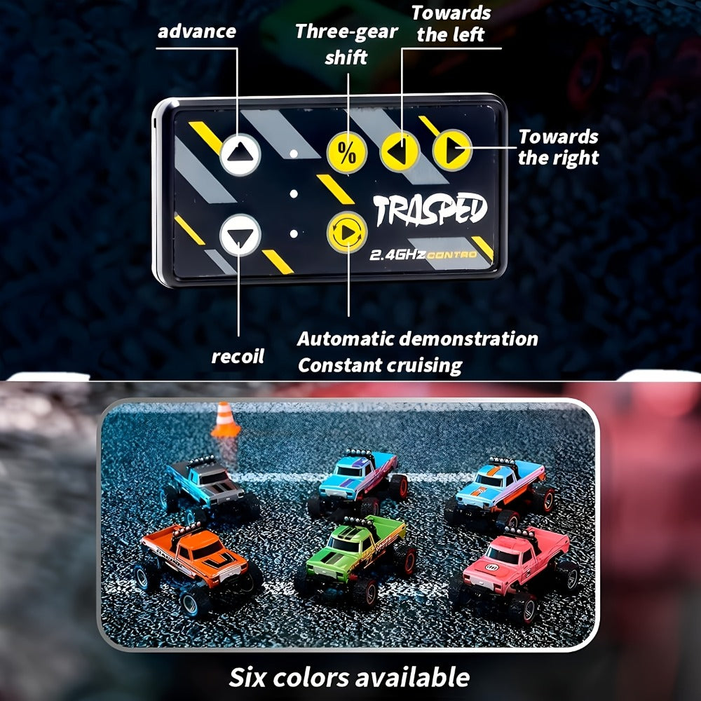 Mini RC Car – 1/64 Scale Alloy Off-Road Monster Truck with 2.4GHz Remote & Shock Absorbers