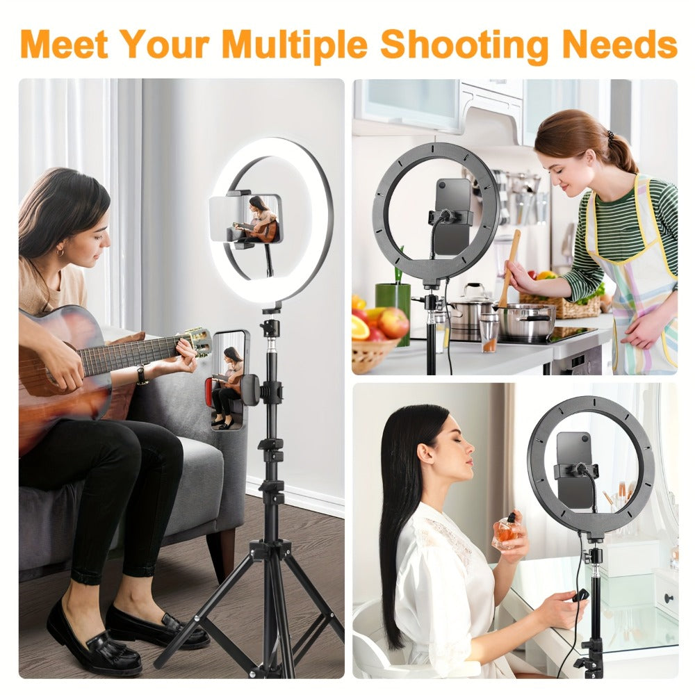 RGB LED Ring Light 43-Inch Adjustable Stand with Phone Holder USB Powered Multicolor Circle Fill Light for Photography Video Recording Streaming Makeup Selfie Outdoor Studio Lighting