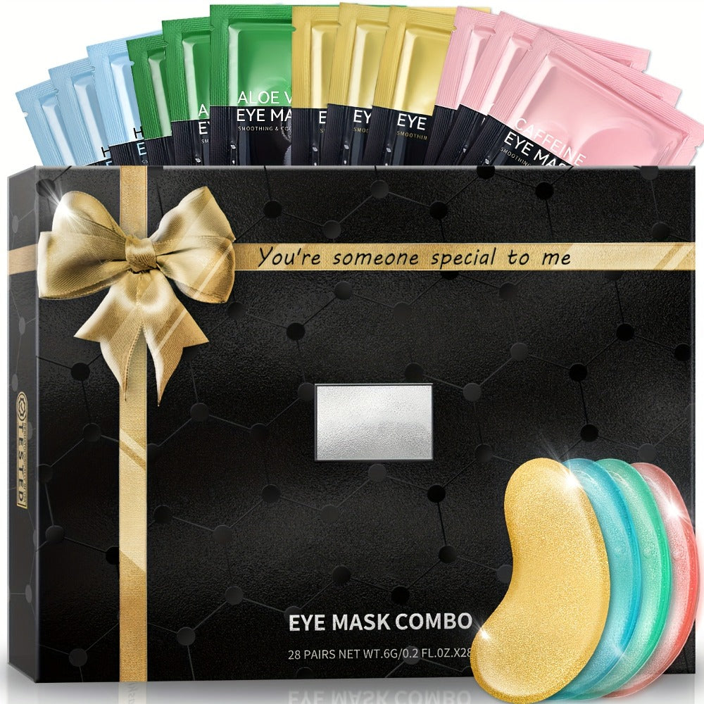 Collagen Eye Mask Patches 40 Pairs – Caffeine & Aloe Vera Under Eye Patches 4 Types Eye SPA Multi-Color Depuff Dark Circle Moisturizing Daily Eye Care Gift Set for Women