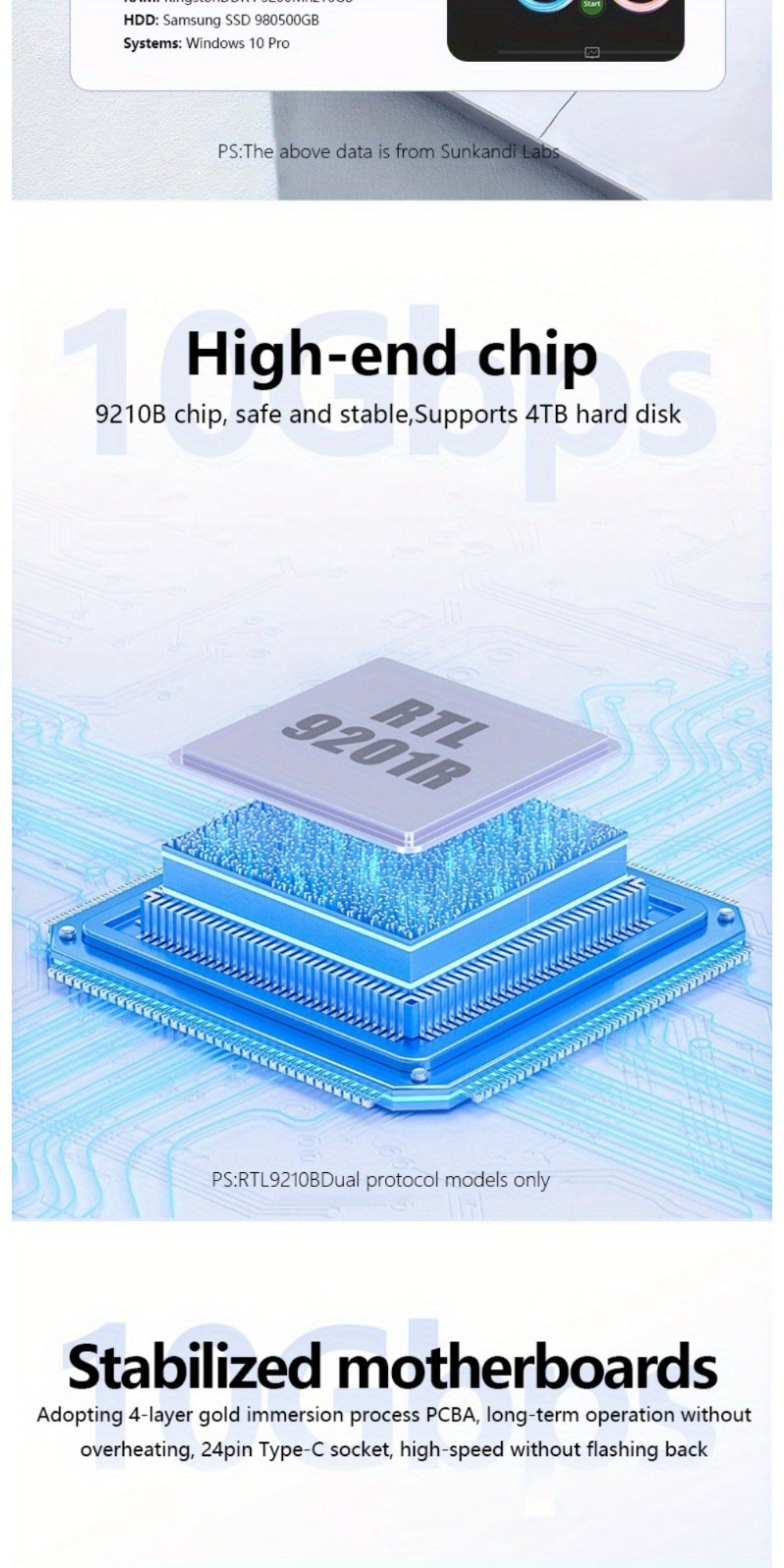 M.2 NVMe/SATA SSD Enclosure 10Gbps USB Adapter – Supports M & B+M Key, 2230/2242/2260/2280, Portable Metal SSD Case for PC, Mac, Laptop | Plug & Play