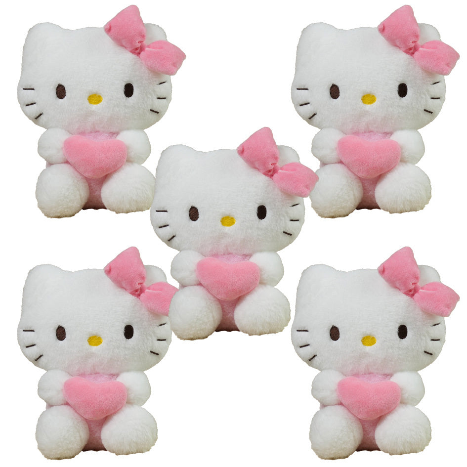 Kawaii Plush Set 5pcs Holding Hearts – Hello Kitty Kuromi My Melody Jade Gui Dog Sanrio Stuffed Animals, Room Decor Birthday Christmas Valentine Holiday Gift for Girls Teens Fans