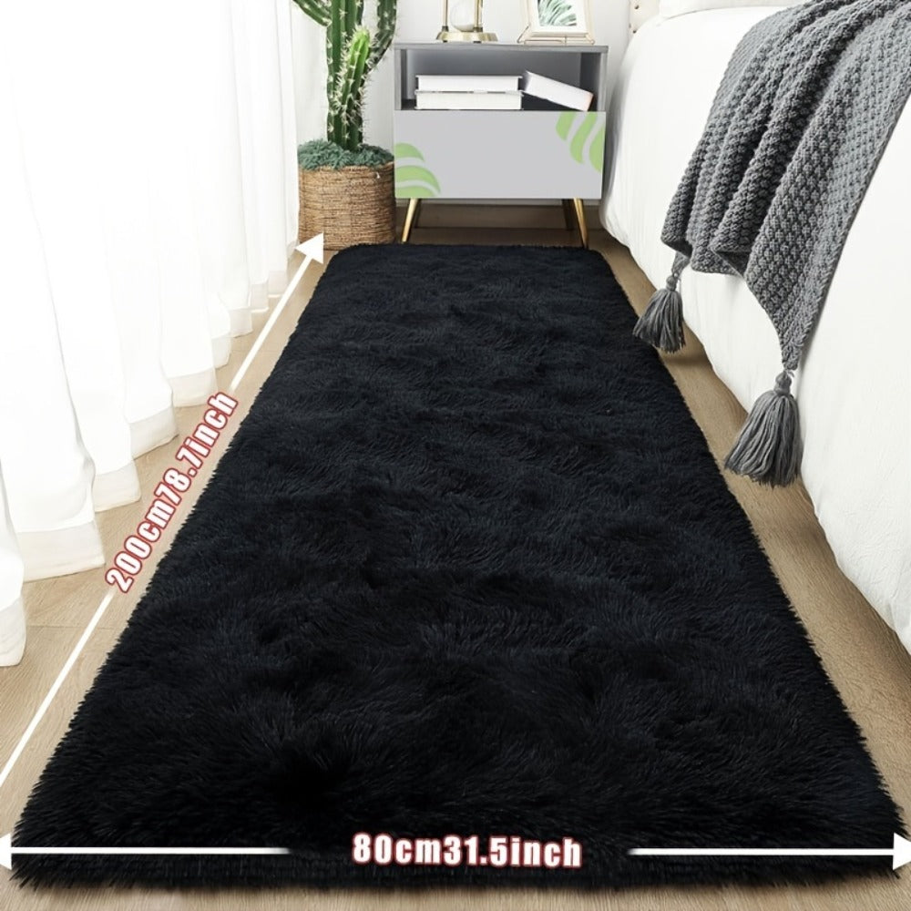 Tie-Dye Plush Fluffy Mat Absorbent Non-Slip – Luxury Soft Bathroom Rug for Living Room & Bedroom, Modern Home Decor Floor Mat, 31.5x78.7 in – Light Grey, Dark Gray, Light Pink, Black