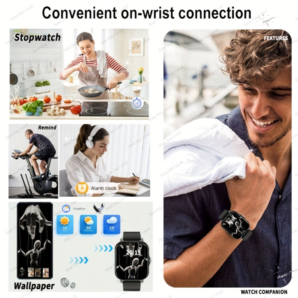 GPS Smartwatch 1.83 Inch Full Touch Screen Fitness Tracker with Calling Navigation Multi-Sport Modes Remote Camera Music Player USB Rechargeable Dual TPU Straps Men Women Android iPhone – Silver Black Pink