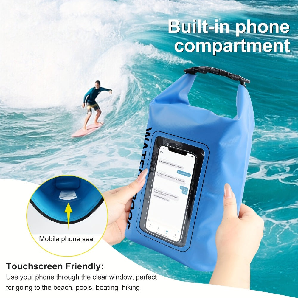 Waterproof Dry Bag Backpack with Touchscreen Phone Window & Roll Top Closure – Lightweight Dry Storage Bag for Men Women | 1.32 2.64 5.28 7.93 10.57 Gal | Travel Swimming Kayaking Camping Beach Boating