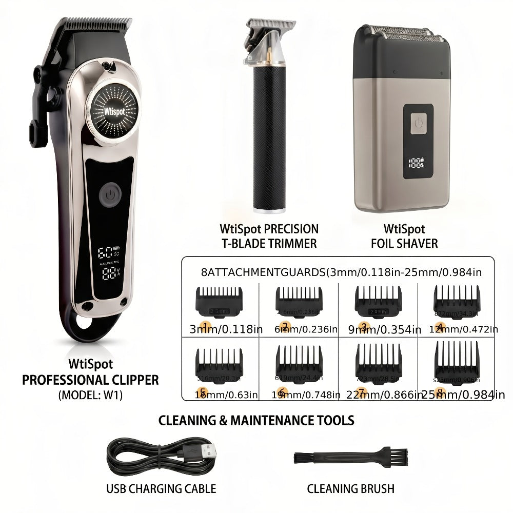 3-in-1 Grooming Kit for Men — Electric Hair Clipper, Nose Hair Trimmer & Shaver Set, USB Rechargeable Lithium Battery Cordless, 2 3 4-Piece Options, Black & Golden, Gift for Husband Boyfriend Father