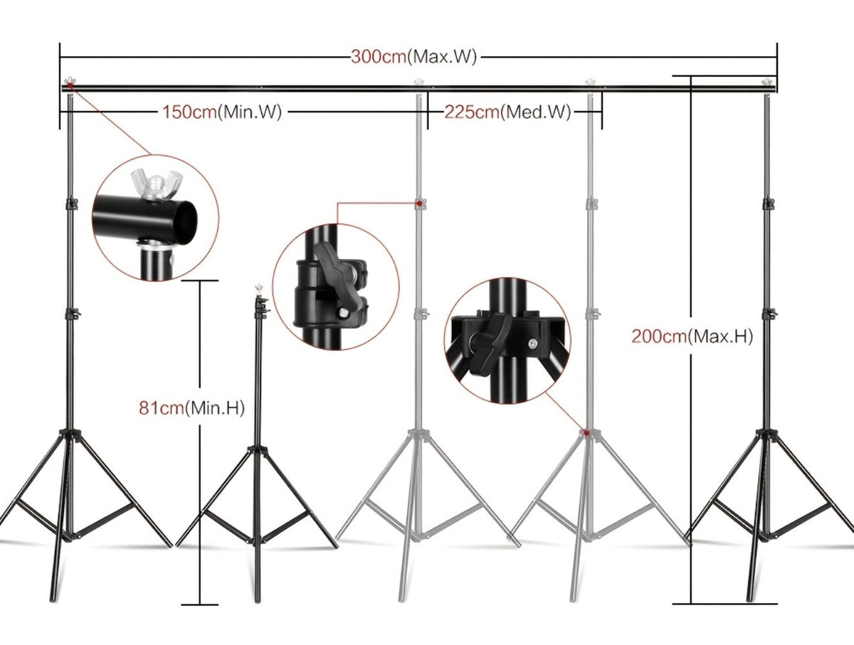 10x7ft Adjustable Backdrop Stand Kit for Photo Studio - Background Support System with 2 Stands, 4 Crossbars, 4 Clamps & Carry Bag for Photography, Video Shoots & Events