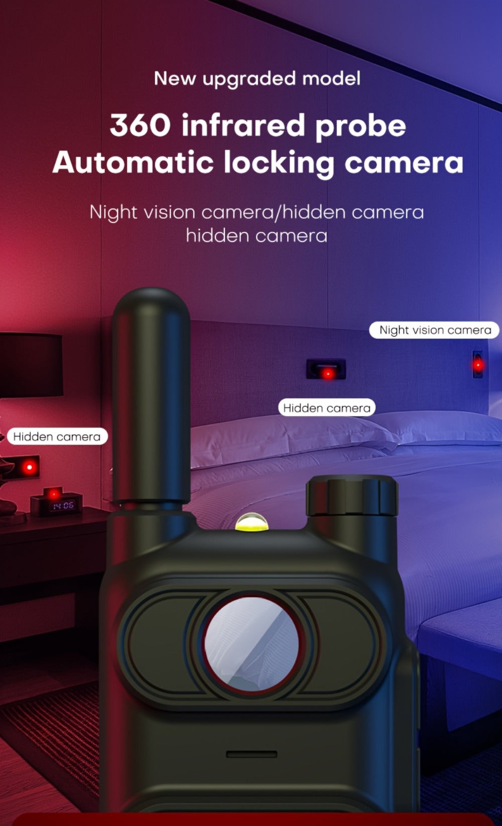 Hidden Camera Detector with OLED Screen, Multi-Function Bug Detector RF Signal Scanner, Anti-Spy Camera Finder for Hotel Room Home Office Car Airbnb, Portable Privacy Security Sweeper Device