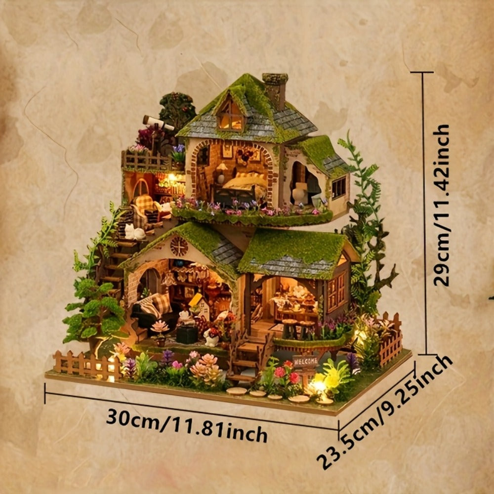 DIY Wooden Forest Hut Model Kit, No-Glue Miniature Cabin Puzzle