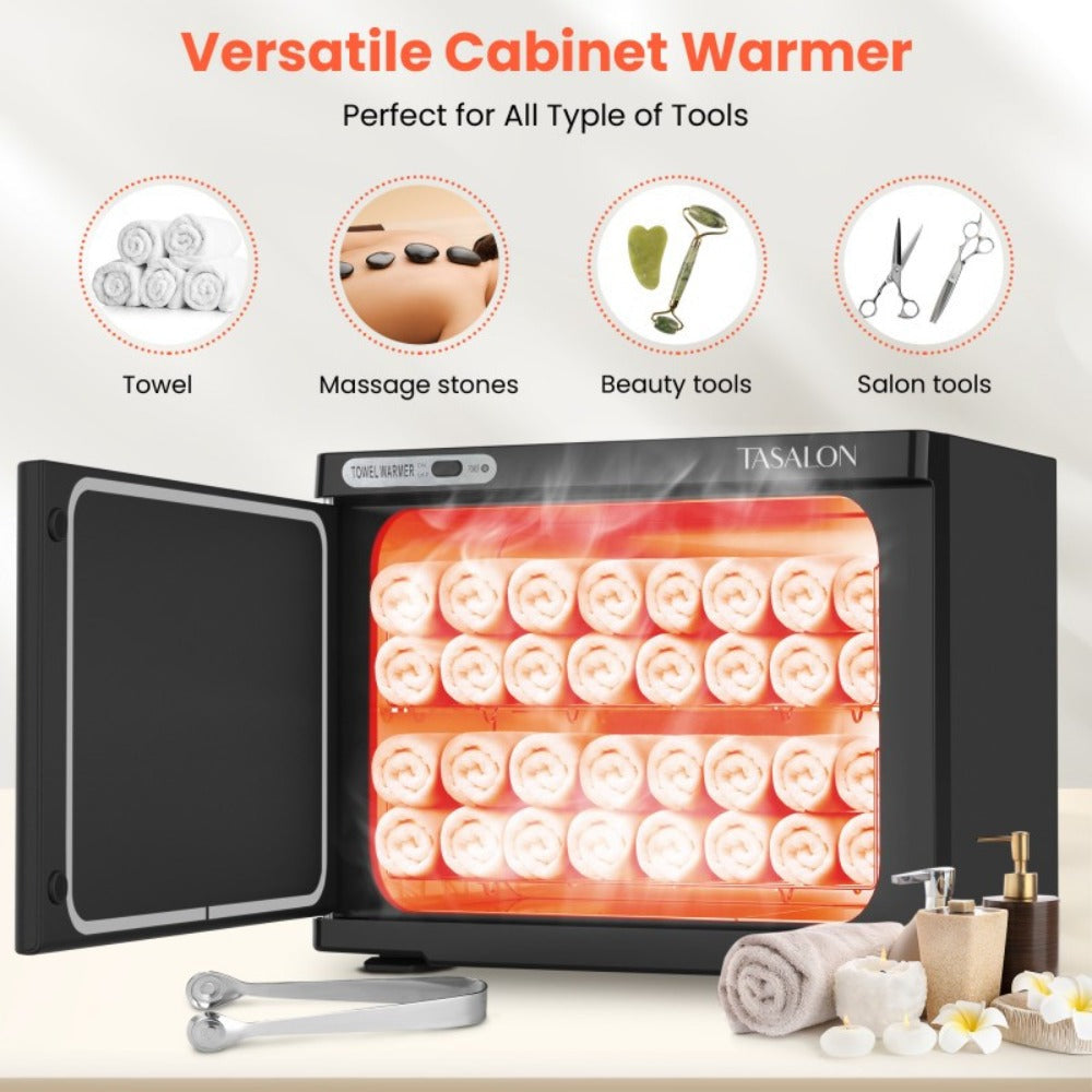 Hot Towel Warmer Cabinet 23L Holds 72 Towels Heats to 158-176°F in 10-15 Min – Professional Salon & Spa Facial Towel Steamer for Esthetician, Massage & Hair Beauty, Black & White