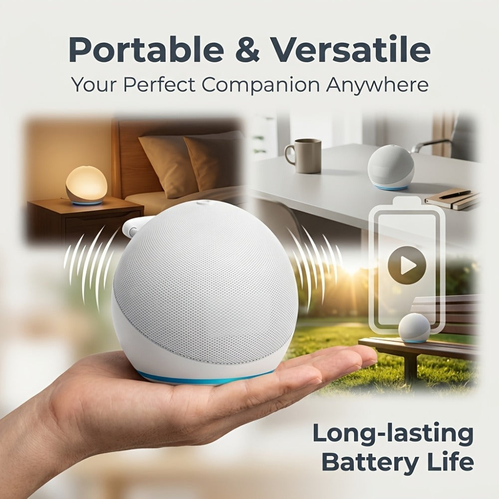 Spherical Bluetooth Speaker with RGB LED Light – Wireless Subwoofer, TWS Stereo Pairing, Portable Base, 360° Surround Sound, Globe Shape Wireless Speaker for Home, Desktop & Holiday Gifts