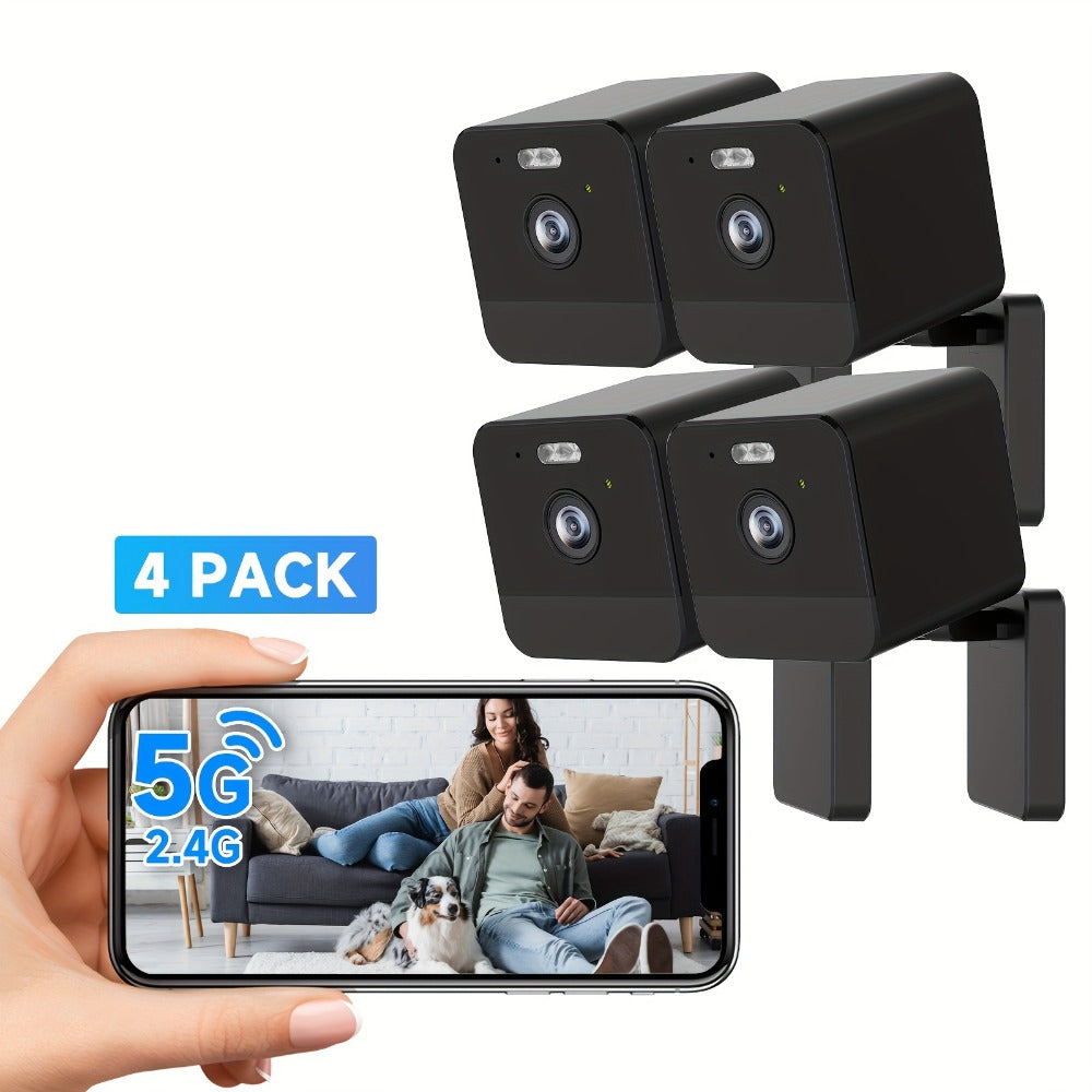 1080P Wireless Security Camera 2-Pack & 4-Pack with Dual-Band WiFi 2.4G & 5G, Motion Detection, Baby Monitor, Night Vision, Two-Way Talk, Siren Alert, Cloud & 256GB SD Card Support – Indoor Home Surveillance