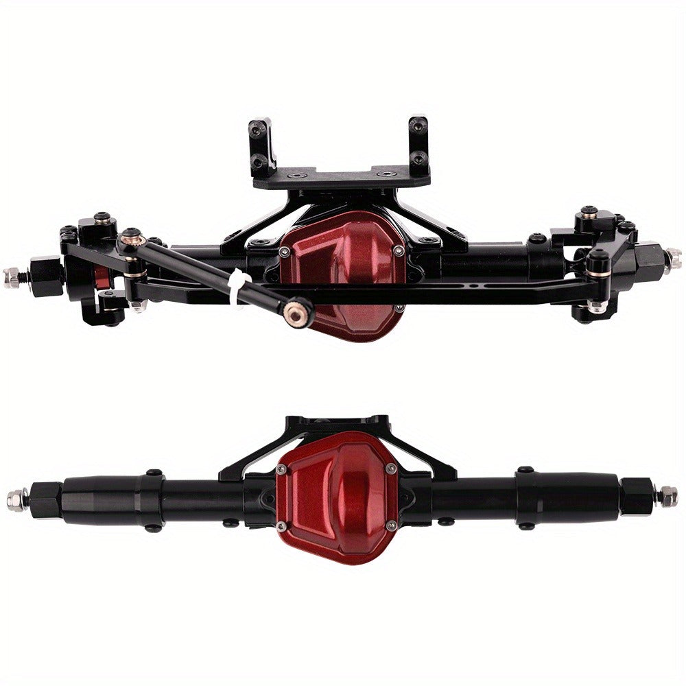 Metal Axle Upgrade Kit for 1/10 RC Crawlers, CNC Aluminum Front and Rear Straight Axles, SCX10 90046 90047