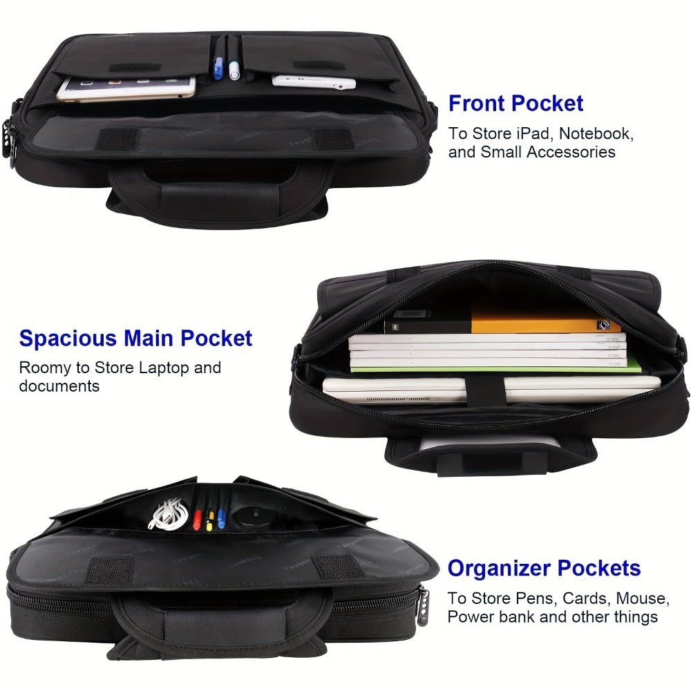 15.6 Inch Laptop Bag Business Messenger Briefcase – Multi-Compartment Shoulder Bag with Removable Strap, Luggage Sleeve, Foam-Padded Laptop Sleeve, Perfect Gift for Men & Women Professionals & Travelers