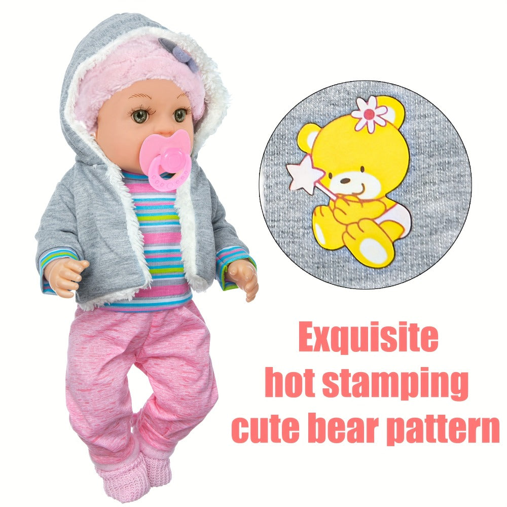 12-Inch Baby Doll Playset with Clothes and Feeding Accessories