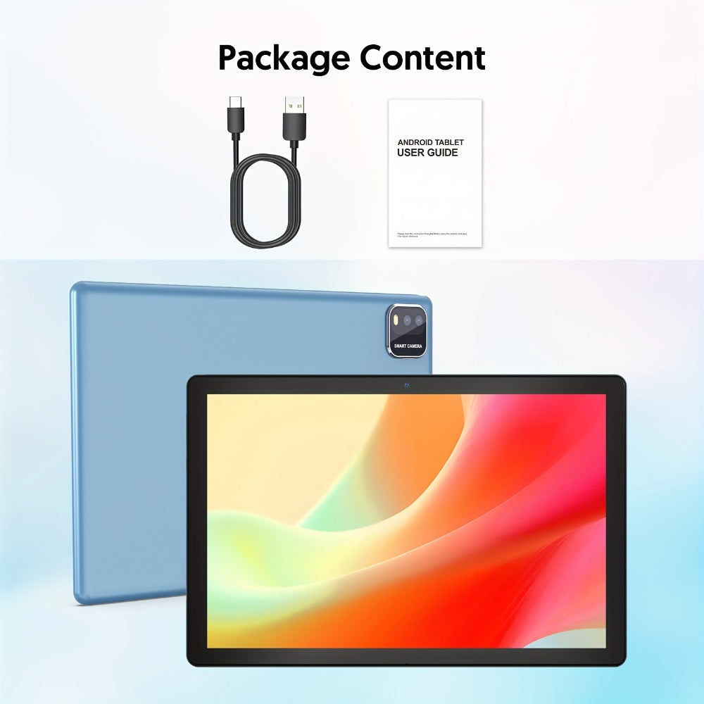 Android 15 Tablet 10.1 Inch WiFi 6 Quad-Core 12GB RAM 64GB ROM 1TB Expandable 6000mAh Battery 1280x800 IPS Display Dual Camera 8MP 2MP Optional Keyboard Case Mouse Stylus