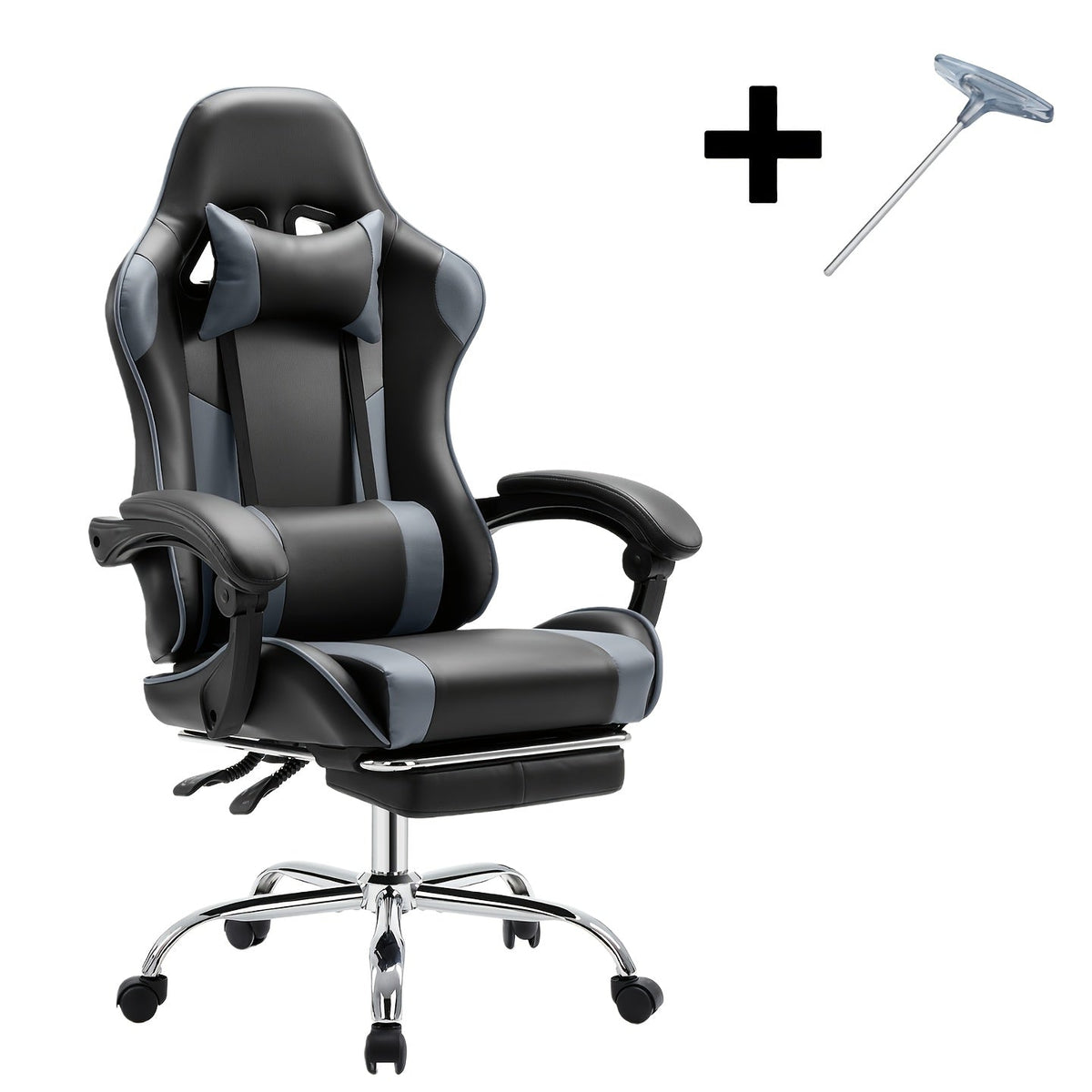 Ergonomic Gaming Chair with Rotating Armrest Lumbar Support & Headrest – Esports Racing Style Computer Office Chair with Footrest for Home Office Desk Work Study