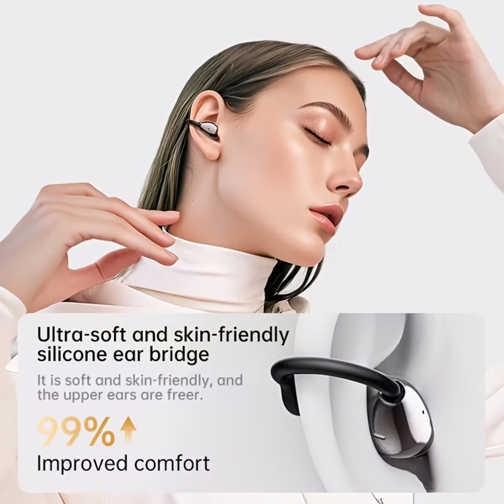 40H Open Ear Clip Earbuds OWS 6.0 TWS Sport Wireless Headphones Noise Cancelling Mic Transparent Case Lanyard Glasses Wearers Small Ears Gym Fitness Workout Orange Black Purple Grey