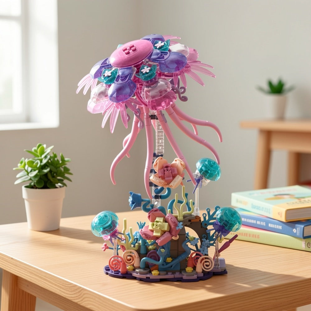 526-Piece Jellyfish Building Block Display Model for Desk or Shelf
