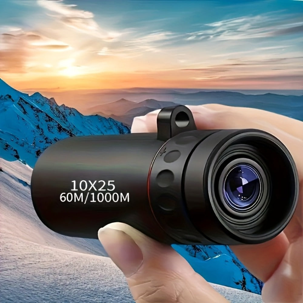 10X25 Monocular Telescope with Ergonomic Rubber Grip | Lightweight Fixed Focus 10X Zoom 25mm Lens for Hiking, Camping, Birdwatching, Hunting & Outdoor Sports