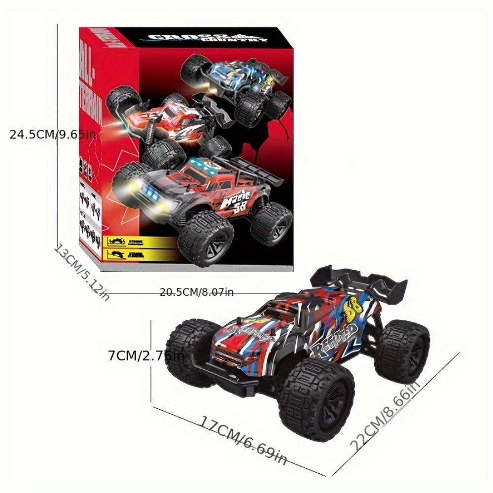 RC Monster Truck 4x4 All-Terrain Remote Control Off-Road Vehicle, 2.4GHz, Red