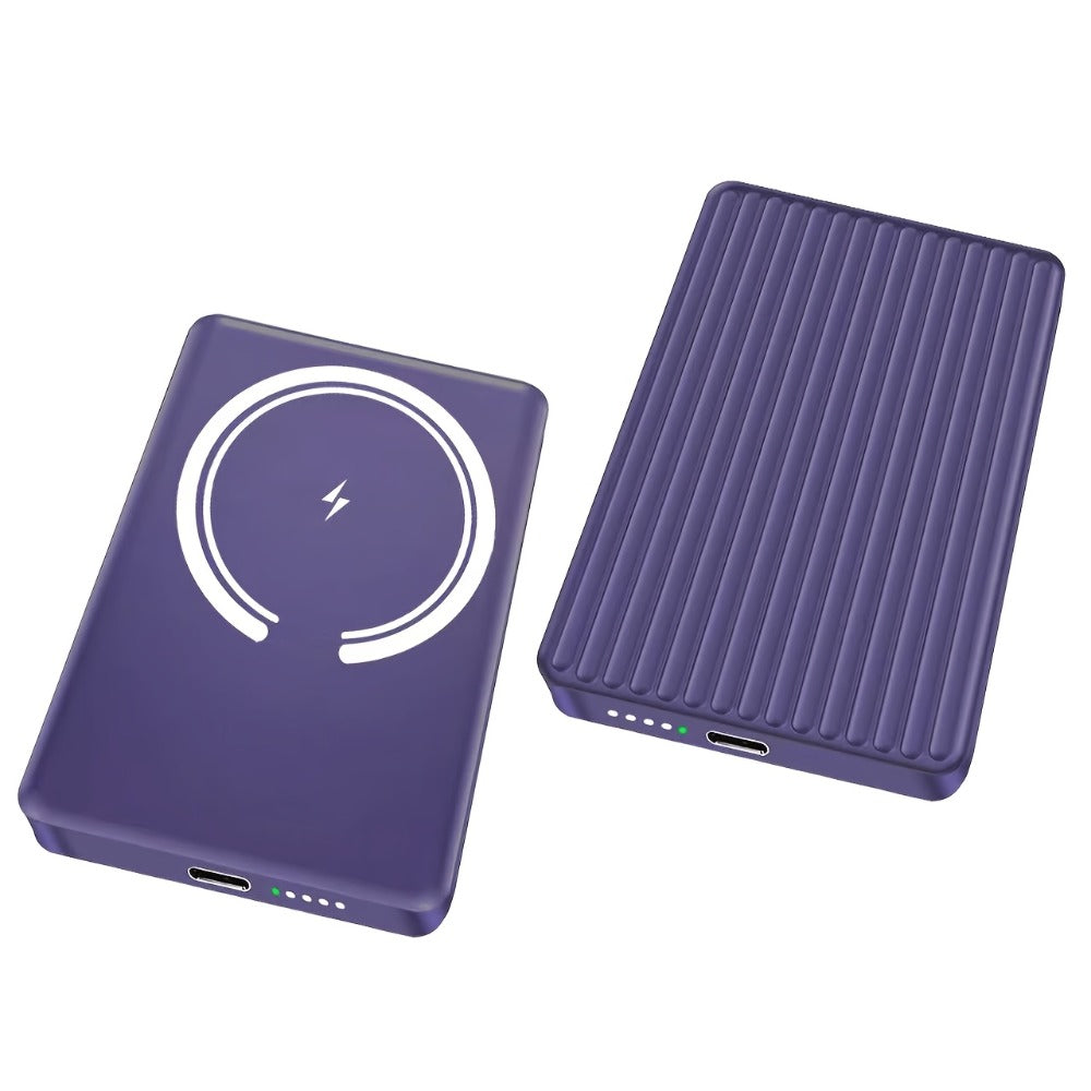MagSafe Compatible Magnetic Power Bank 5000mAh Ultra Slim 20W Fast Charging – Portable Charger for iPhone 17 16 15 14 13 12 | Snap-On Wireless Battery Pack | Blue Purple Pink Grey Silver