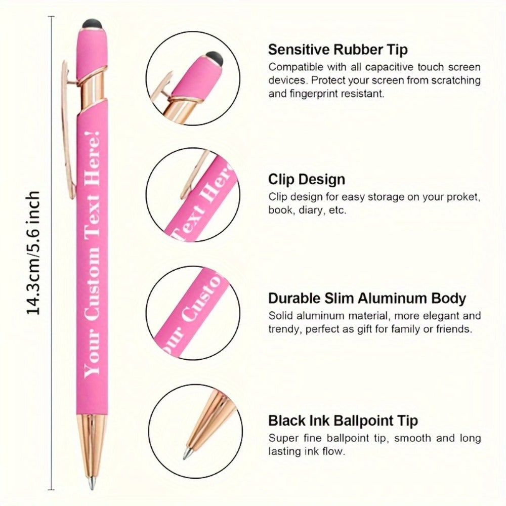 Custom Engraved Luxury Pens Bulk Set with Touch Tip & Soft Grip - Personalized with Logo, Name or Text, Elegant Gift Pens for Wedding, Birthday, Christmas, Office, Party Giveaways - 25/30/35/45/50 Pcs