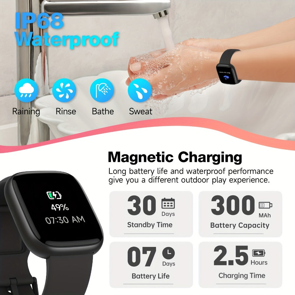 Alexa Built-in Waterproof Smartwatch 1.83" HD – Wireless Calling, 100+ Sport Modes, Heart Rate SpO2 Sleep Tracker, Optional Woven Strap – Unisex Black Green Purple Pink Gold White iPhone & Android