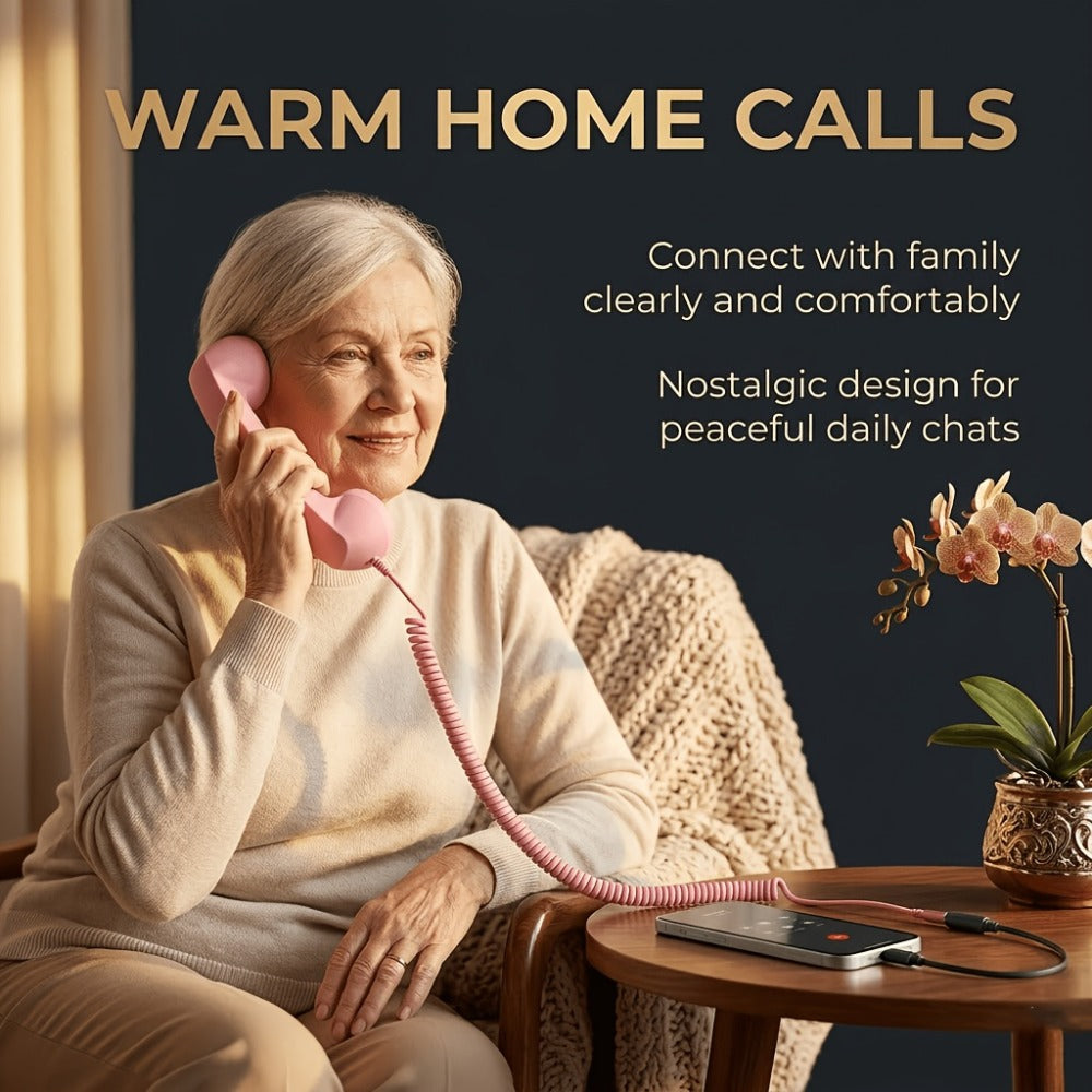 Retro Phone Handset for Smartphone Tablet & Computer – Hands-Free Calling, Volume Control, Clear Sound, 3.5mm & Type-C Compatible, iPhone Android, Multiple Colors, Great Senior Gift