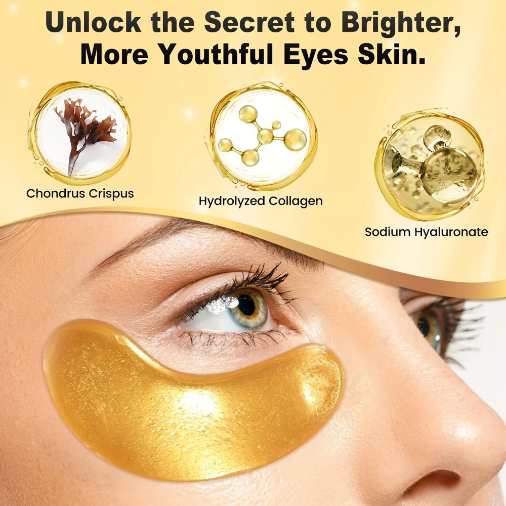 Gold Collagen Eye Patches 24 Pairs – Under Eye Masks for Dark Circles, Puffiness & Fine Lines | Hydrating Anti-Aging Gel Patches for Women & Men, All Skin Types, Travel-Ready Skincare Gift