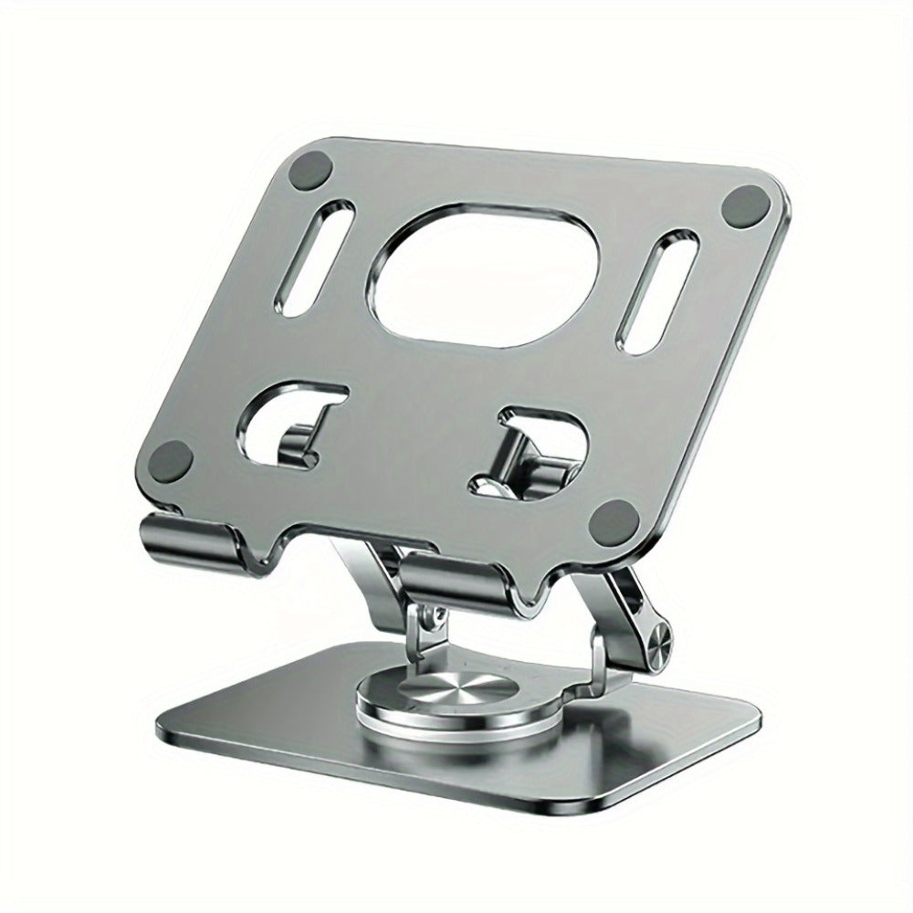 360° Rotating Foldable Tablet Stand for iPad & Phone, Adjustable Desktop Holder, Universal Compatibility – Black/Silver