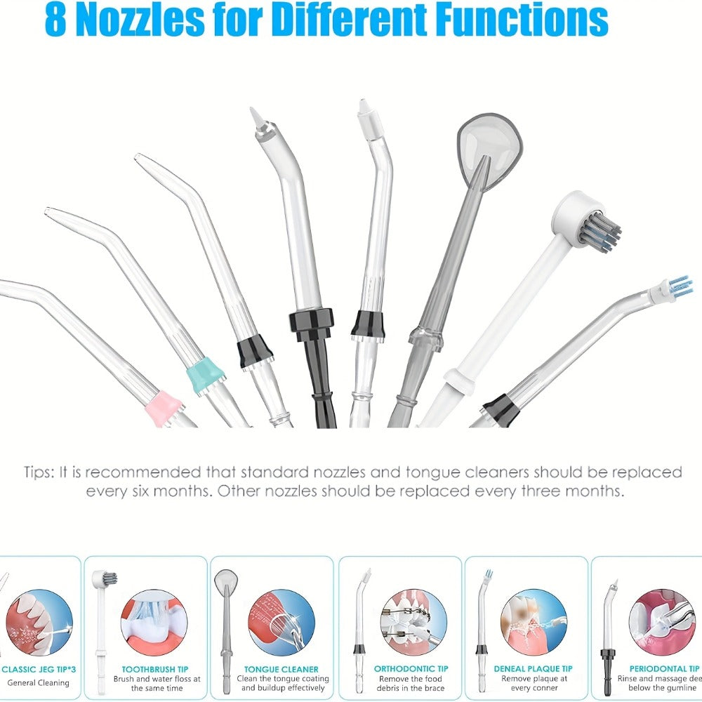 Water Flosser for Teeth & Braces 600ml Large Tank – 10 Adjustable Pressure Levels 8 Nozzles IPX4 Waterproof Professional Oral Irrigator Desktop Electric Dental Flosser for Adults Family
