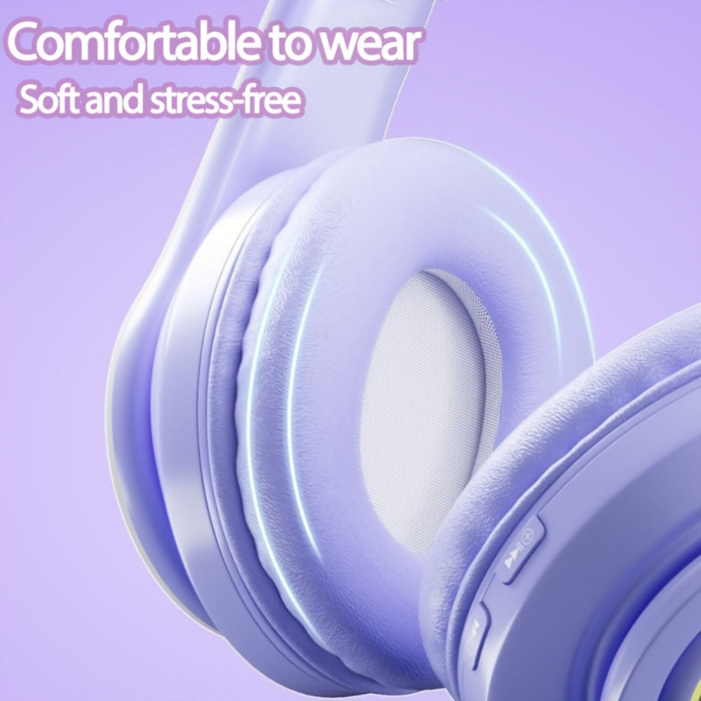 Noise Cancelling Wireless Bluetooth Headphones Over-Ear Bluetooth 5.3 Foldable Portable Headset Built-in Mic Long Battery Life for Studying Gaming Sports Travel Pink Green Blue