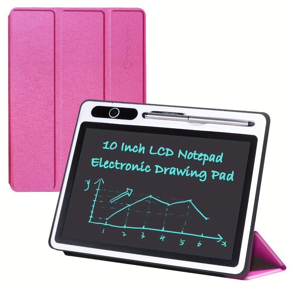 LCD Writing Tablet with Case 10.1 Inch – Electronic Handwriting Pad Doodle Board for Adults Kids Home School & Office | Digital Drawing Note-Taking Memo Board with Lock | Pink Black