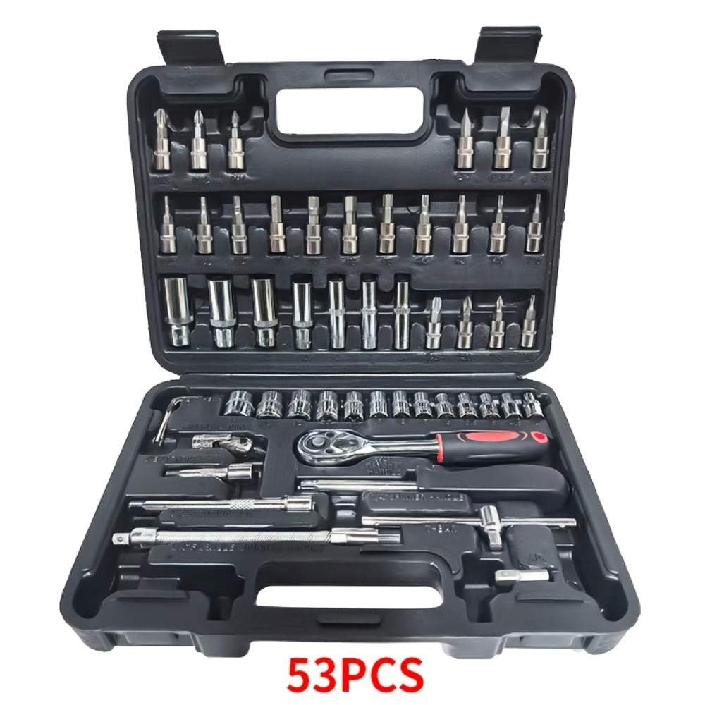 Impact Socket Set 53/54/194/518PCS – 3/8" Drive CR-V Steel | Metric 8-22mm & Imperial 5/16"-3/4" | Complete Socket Kit for Car Repair, DIY & Mechanics | Best Gift for Men