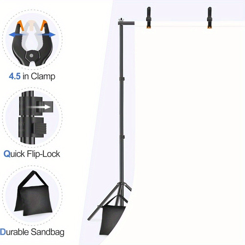 10x7ft Photo Video Studio Backdrop Stand System Kit with Carrying Bag | Adjustable Background Support for Photography, Wedding, Party Decoration & Portrait Studio