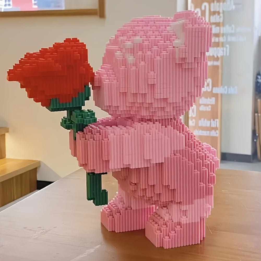 4051-Piece Rose Bear Building Block Set, Model 9049 Display Build