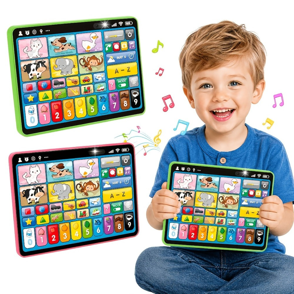 Trilingual Toddler Learning Tablet Toy — 39 Buttons 4 Play Modes Alphabet Numbers Colors Animals Music, Speech Therapy & Language Development Toy for Baby 12 Months+ Boys Girls, Birthday Christmas Gift