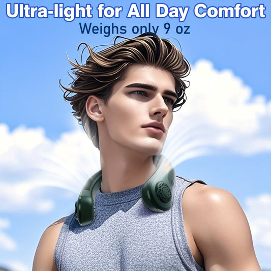 Bladeless Neck Fan with 5 Speeds, USB Charging and Hands-Free Wearable Design
