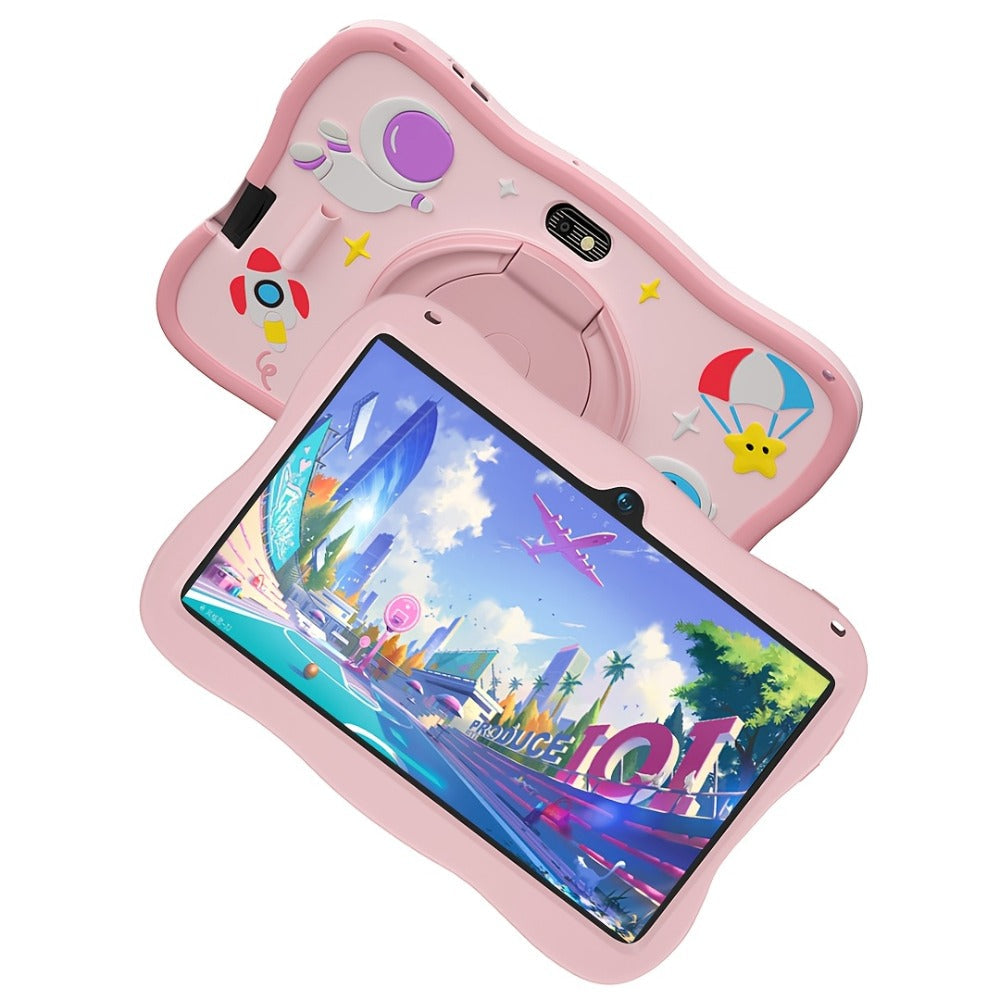 Kids Tablet 7 Inch Android 14, 5GB RAM 32GB Storage, Protective Case Included, Google Kids Space, Parental Controls, WiFi Bluetooth YouTube, 2026 Upgraded Educational Gift for Toddlers Boys Girls Ages 3-12, Pink & Blue