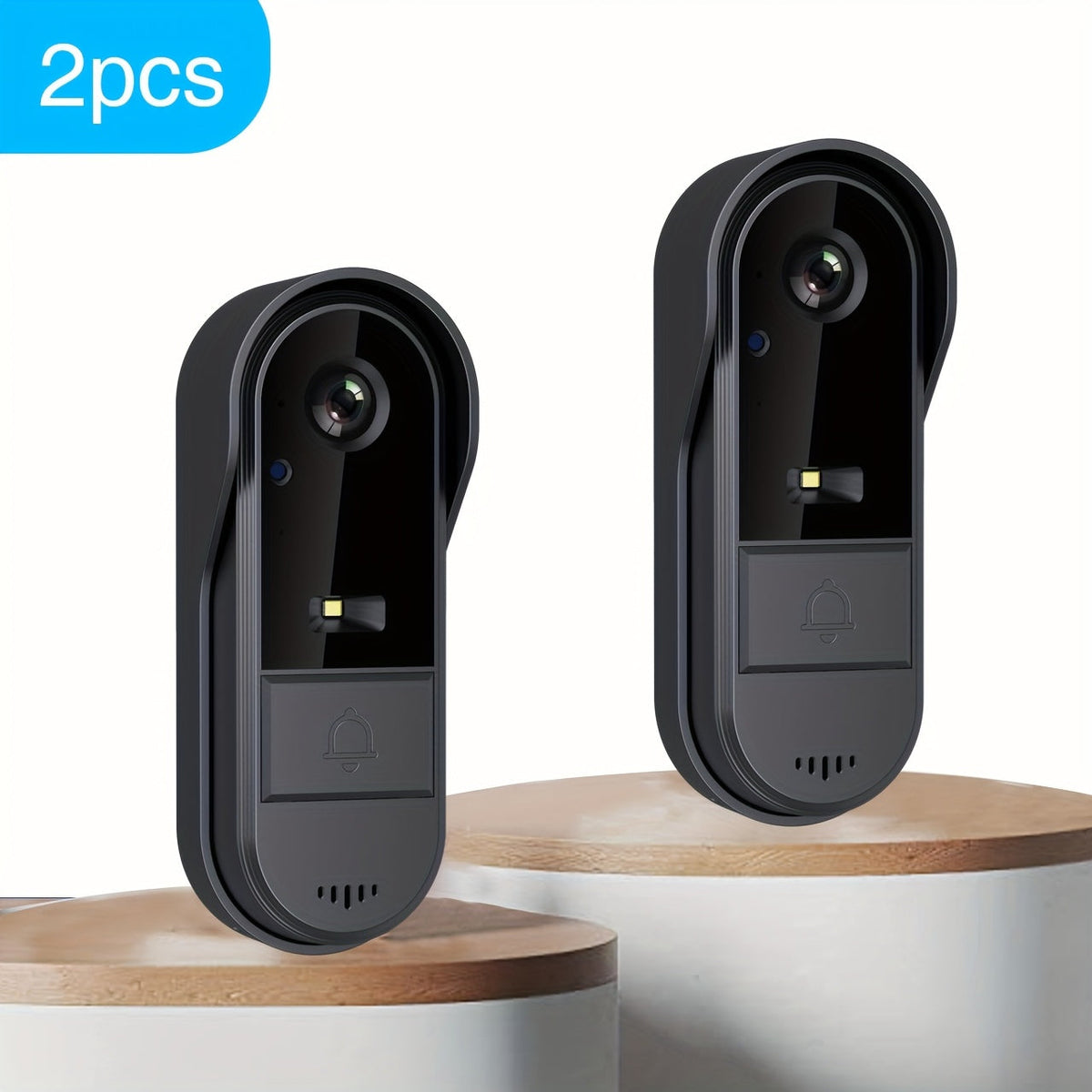 Tuya Smart WiFi Doorbell Camera with Voice Changer – HD Night Vision, Two-Way Intercom, Rechargeable Battery, SD Card Local Storage, Remote Viewing, Home Security Wireless Doorbell, Single or 2-Pack
