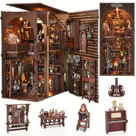 Book Nook Kit, Dwarf's House KT01 DIY Miniature Bookshelf Insert