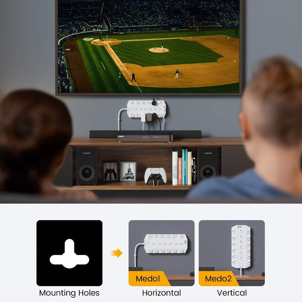 45W USB-C PD Power Strip Surge Protector 26-in-1, 22 AC Outlets & 4 USB Ports (2 USB-C 45W + 2 USB-A), 2100J, Flat Plug Wall Mountable, 15A Heavy Duty Extension Cord for Home Office Dorm – Multiple Outlet Sizes